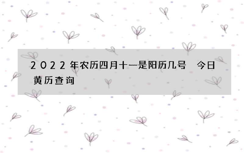 2022年农历四月十一是阳历几号 今日黄历查询